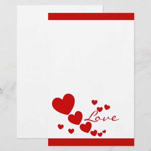 ハート 便箋 (正面/裏面)