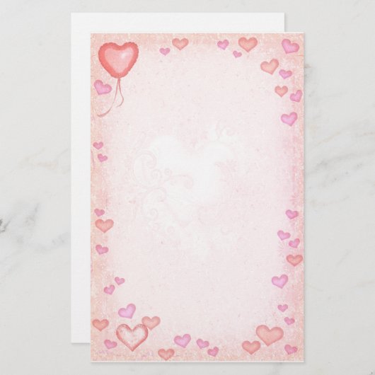 ハート 便箋 (正面/裏面)