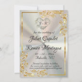 ハート、写真と金ゴールドのフレーム(ホワイトパール) セーブザデート (裏面)