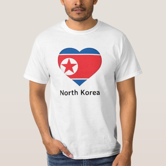 ハート – 北朝鮮国旗 Tシャツ (正面)