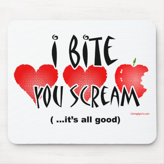 ハート、叫びおよびAppleのかまれたマウスパッド マウスパッド (正面)