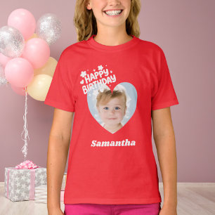 ハート 名前 誕生日 女の子 赤 Tシャツ