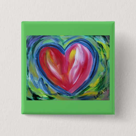 ハート(希望ボタン付き) 缶バッジ (正面)