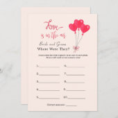 ハート「彼らはどこにいた」ブライダルシャワーゲーム 招待状 (正面/裏面)