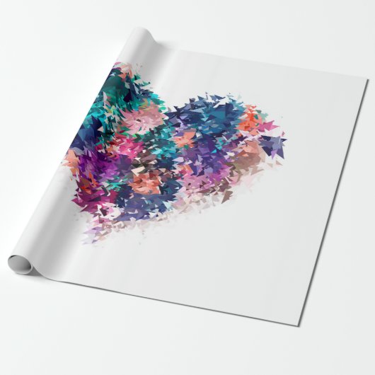 ハート，愛，多角形 ラッピングペーパー (アンロールド)