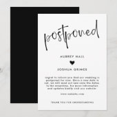 ハート＆手書きで延期された結婚式 招待状 (正面/裏面)