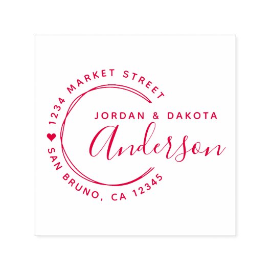 ハート&手書き線の新しい結婚差出人住所 セルフインキングスタンプ (デザイン)