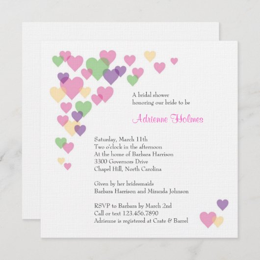 ハート 招待状 (正面/裏面)