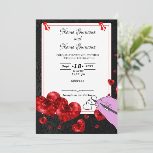 ハート 招待状 (スタンド正面)