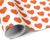ハート、明るいオレンジ色のホワイトラッピング紙 ラッピングペーパー (ロールコーナー)