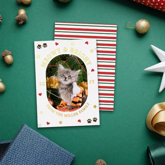 ハート 星 肉球 メオウィー 輝く 猫 クリスマス ゴールド 箔シーズンカード