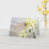 ハート、春の花、古いポストカード母の日 カード (黄色い花)