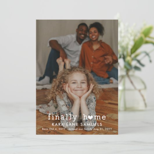 ハート 最後に家に帰る フォト 養子縁組 お知らせ 案内状 (スタンド正面)