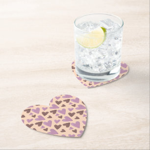 ハート 水彩 チョコレートピンク ペーパーコースター