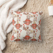 ハート、熱気球、花とキス クッション (ブランケット)