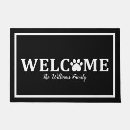 ハート 猫 肉球 プリント - WELCOME- 名入れ ドアマット