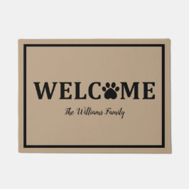 ハート 猫 肉球 プリント - WELCOME- 名入れ ドアマット