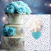 ハート – 白に濃い色から薄い青 ラッピングペーパーシート