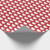 ハート、白の濃い赤のラッピング紙 ラッピングペーパー (角)