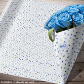 ハート - 白地に青系の各種 - ロール ラッピングペーパー