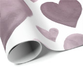 ハート-紫色の水彩画のハート ラッピングペーパー (ロールコーナー)