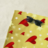 ハート，紫，装飾，メダル，賞，日，金ゴールド ビーチタオル (インサイチュ)