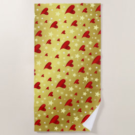 ハート,紫,装飾,メダル,賞,日,金ゴールド ビーチタオル