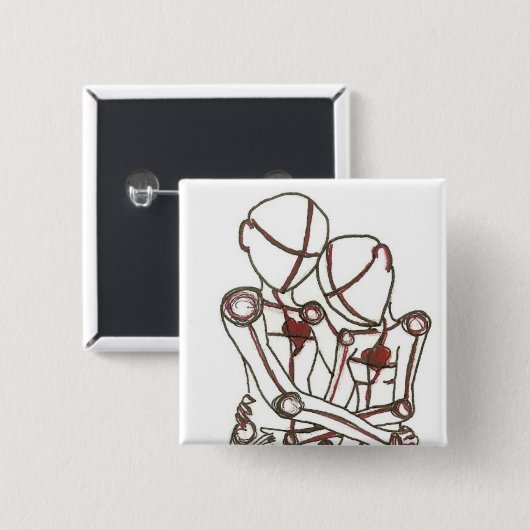 ハート 缶バッジ (正面&裏面)