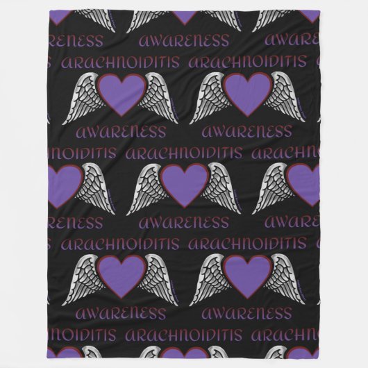 ハート/翼…くも膜炎 フリースブランケット (正面)