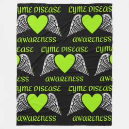 ハート/翼…ライム フリースブランケット