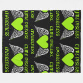 ハート/翼…ライム フリースブランケット (正面(横))