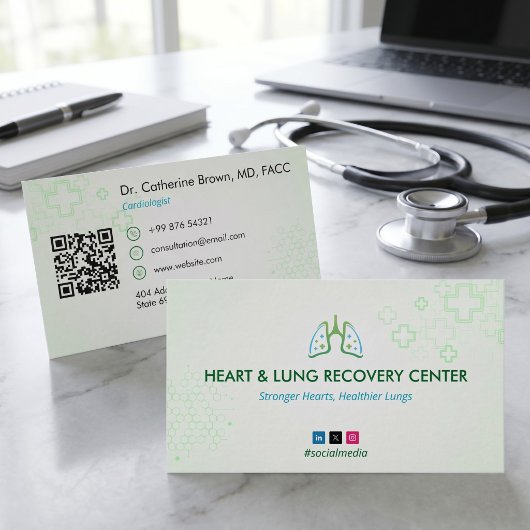 ハート＆肺リカバリーテラピー | ライトグリーン 名刺
