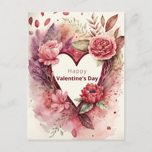 ハート(花と花びら) シーズンポストカード (正面)