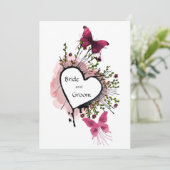 ハート、花と蝶招待状 招待状 (スタンド正面)
