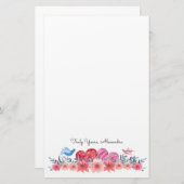 ハート、花、小鳥 |かわいい 便箋 (正面/裏面)