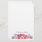 ハート、花、小鳥 |かわいい 便箋 (正面/裏面)