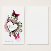 ハート、花、蝶サンキューカード (正面&裏面)