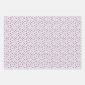 ハート - 薄紫色の背景に濃い紫 ラッピングペーパーシート (正面)