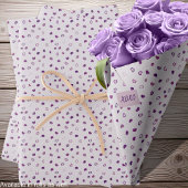 ハート - 薄紫色の背景に濃い紫 ラッピングペーパーシート