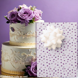 ハート - 薄紫色の背景に濃い紫 ラッピングペーパーシート