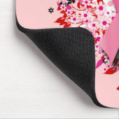 ハート、蝶およびピンクのリボン マウスパッド (コーナー)