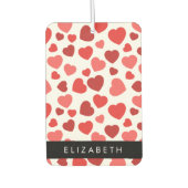 ハート、赤いハート、名前のパターン カーエアーフレッシュナー (正面)