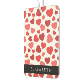 ハート、赤いハート、名前のパターン カーエアーフレッシュナー (左)