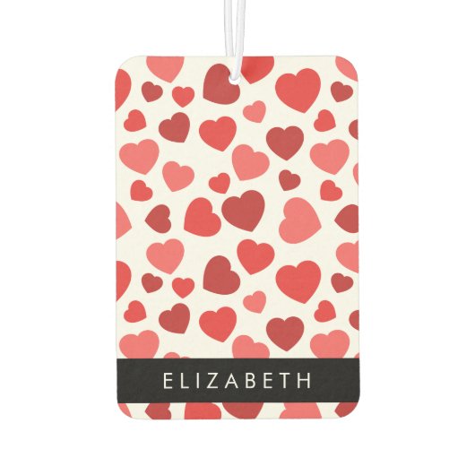 ハート、赤いハート、名前のパターン カーエアーフレッシュナー (裏面)
