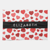 ハート、赤いハート、名前のパターン キッチンタオル (横)