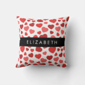 ハート、赤いハート、名前のパターン クッション (裏面)