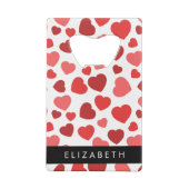 ハート、赤いハート、名前のパターン クレジットカード栓抜き (裏面)