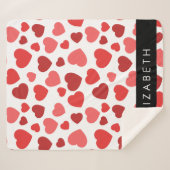 ハート、赤いハート、名前のパターン シェルパブランケット (正面(横))