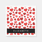 ハート、赤いハート、名前のパターン スタンダードカクテルナプキン (正面)