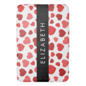 ハート、赤いハート、名前のパターン バスマット (正面縦)